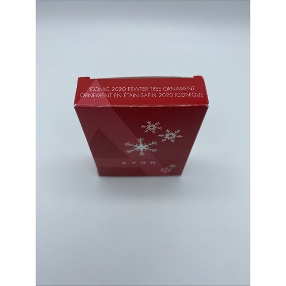 Avon 2020 Pewter Christmas Tree Ornament in Box w/ Red Pouch Crystal Rhinestones - Picture 7 of 8